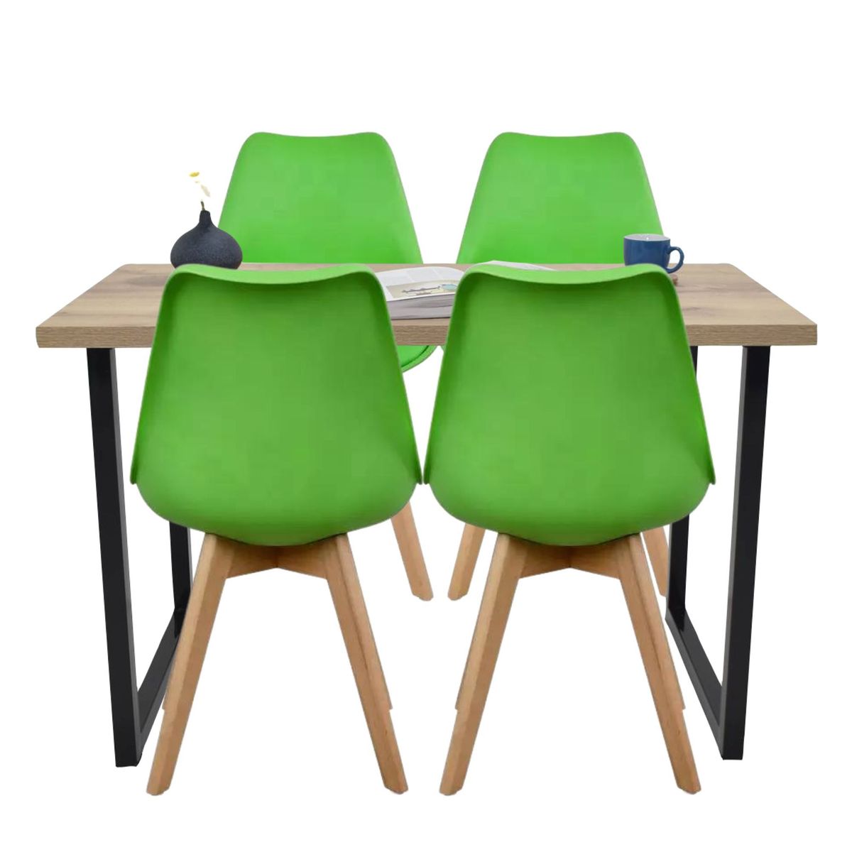 EKONOMODO COLOMBIA - Comedor Industry 4 Puestos y Silla milano verde