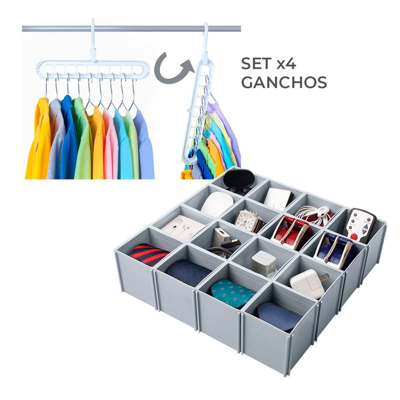 ENERGY PLUS - Combo: Un Cubo organizador multiusos + 4 ganchos ahorradores