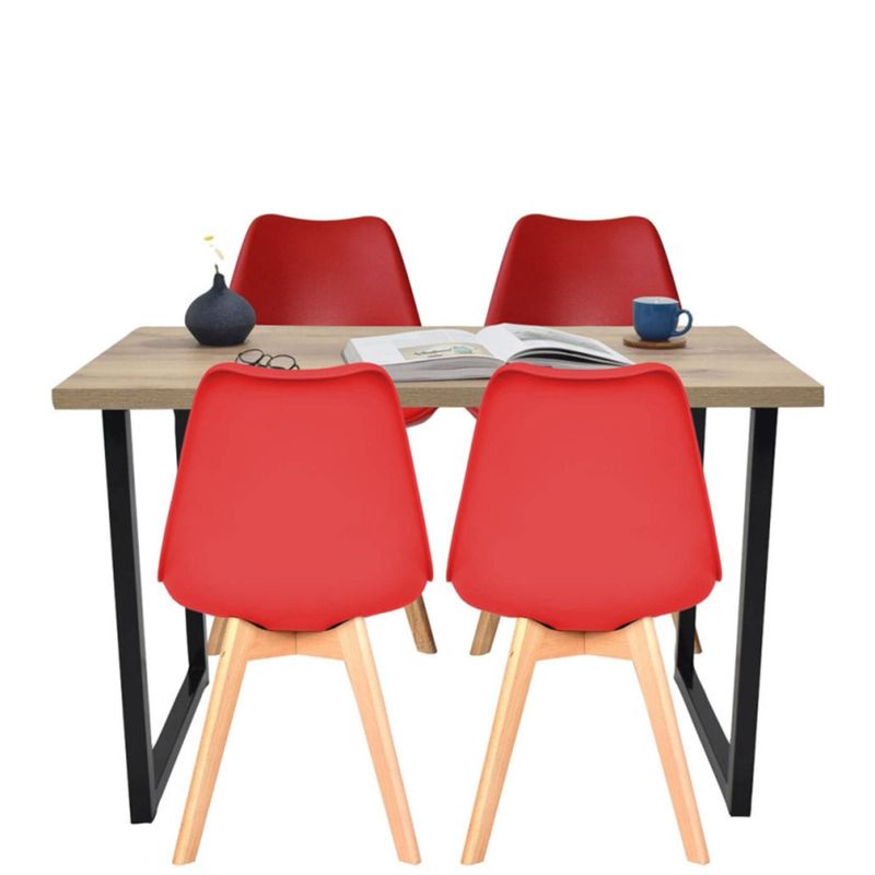 EKONOMODO COLOMBIA - Mesa Comedor Industry 4 Puestos + Sillas Milano,