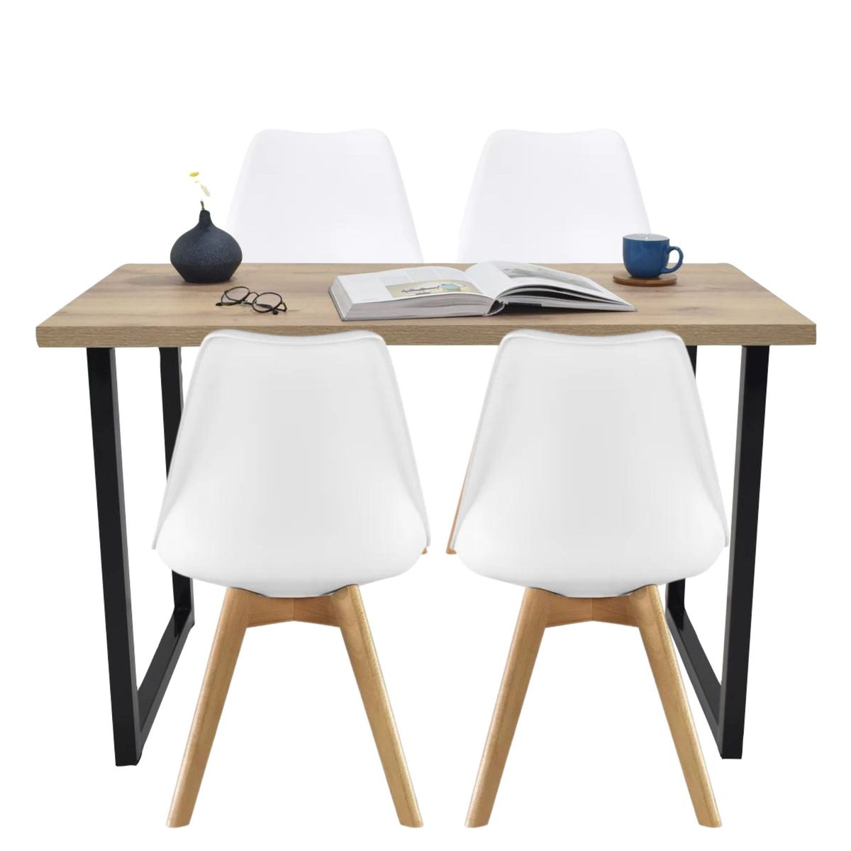 EKONOMODO COLOMBIA - Mesa Comedor Industry 4 Puestos + Sillas Milano,