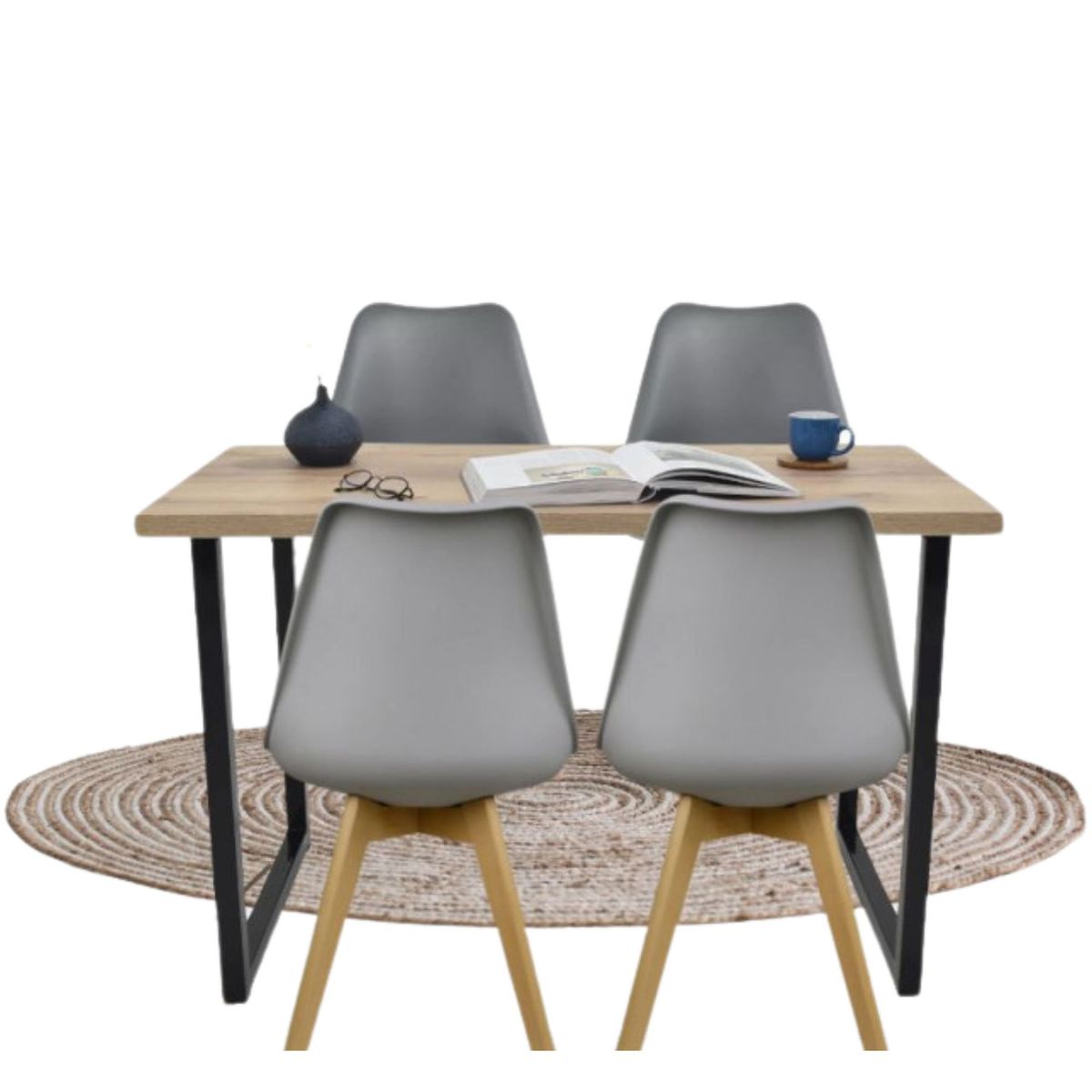 EKONOMODO COLOMBIA - Mesa Comedor Industry 4 Puestos + Sillas Milano,