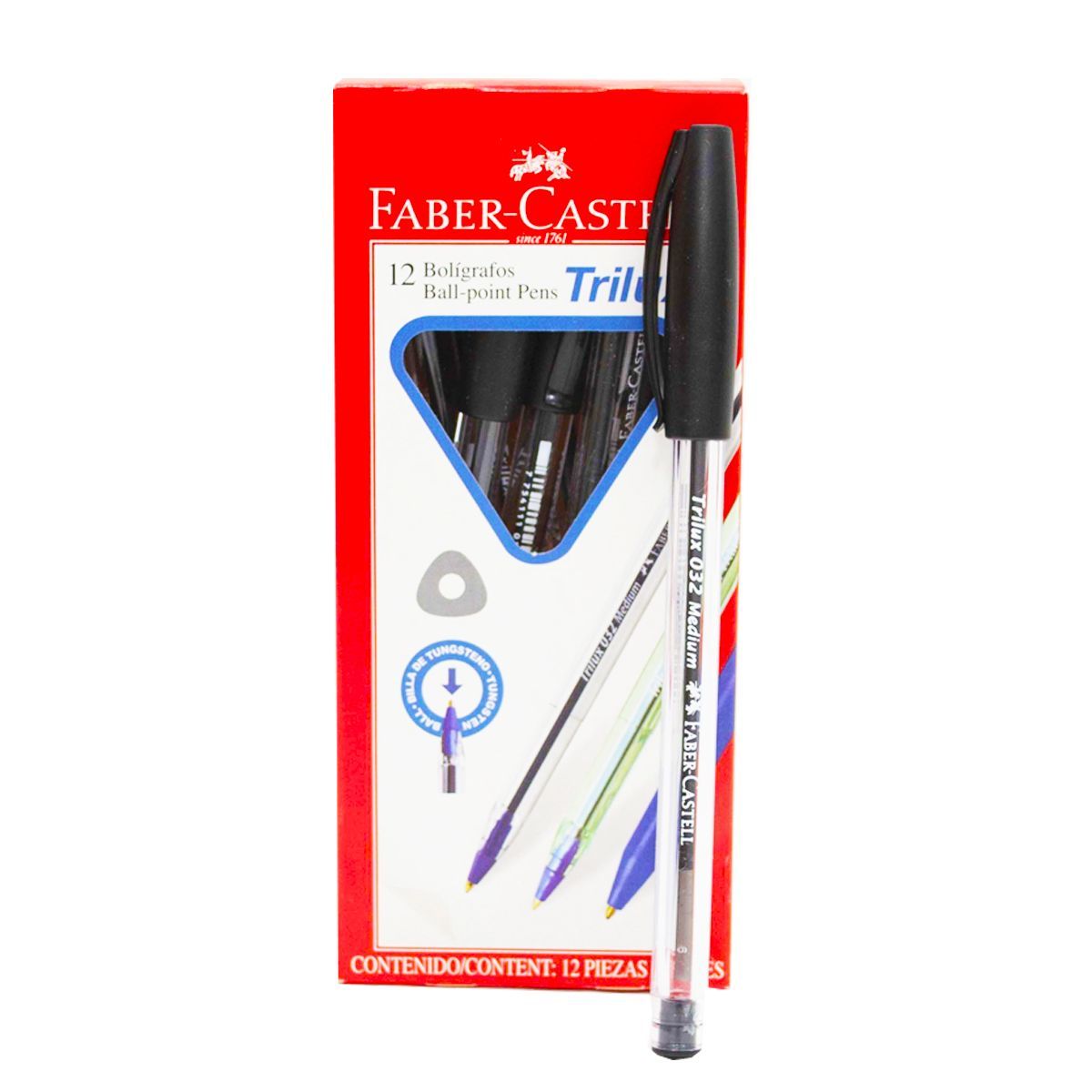 FABER CASTELL - Bolígrafo Trilux Negro Ref 032M Faber Castell Caja X12 Unds