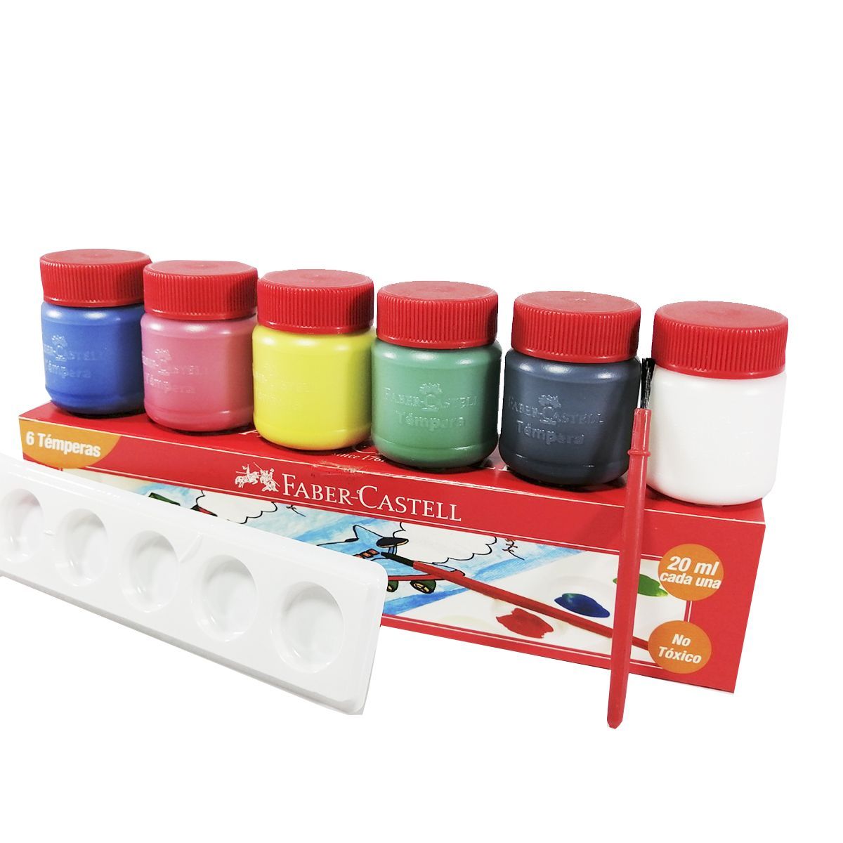 FABER CASTELL - Temperas Faber Castell X 6 Colores Primarios.