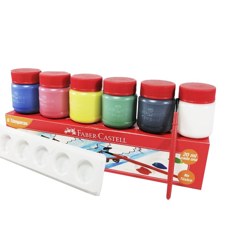 FABER CASTELL - Temperas Faber Castell X 6 Colores Primarios.