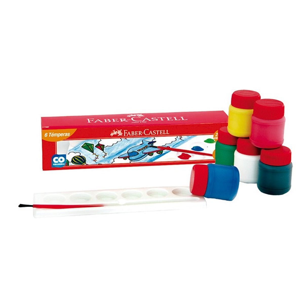 FABER CASTELL - Temperas Faber Castell X 6 Colores Primarios.