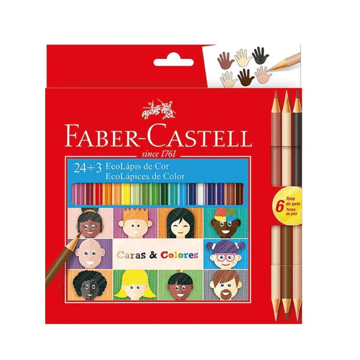 FABER CASTELL - Colores X 24 Ecolapiz/ 3 Bicolores Faber Castell Tonos Piel