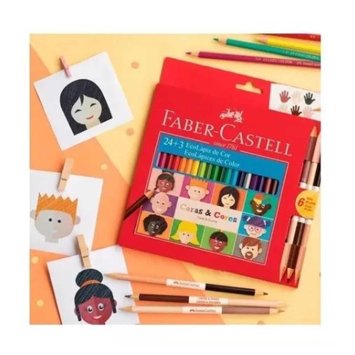 FABER CASTELL - Colores X 24 Ecolapiz/ 3 Bicolores Faber Castell Tonos Piel