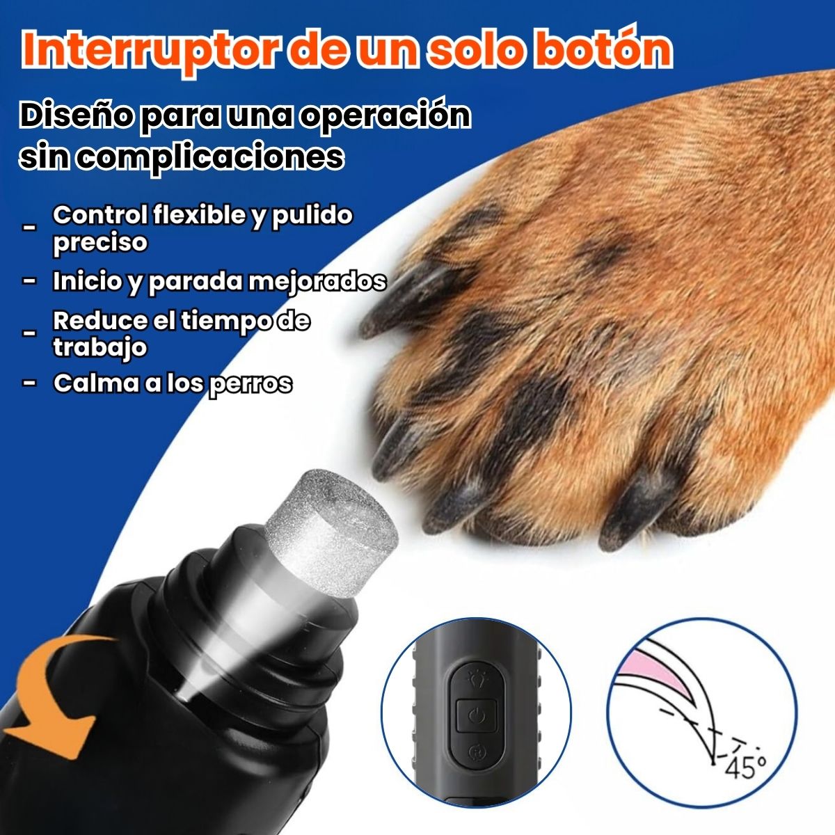 GENERICO - Corta Uñas Eléctrico Pulidor Para Perros Y Gatos Mascotas