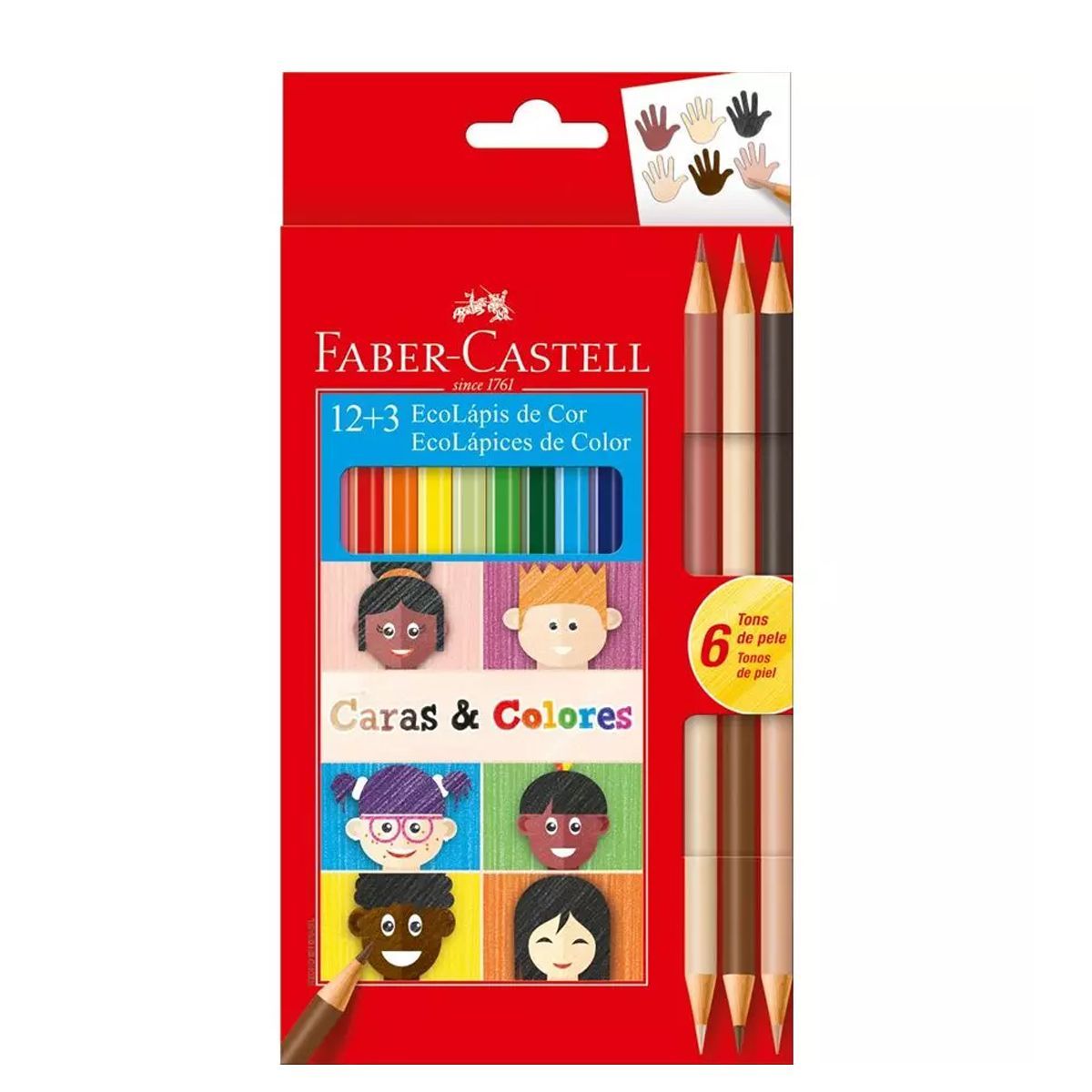FABER CASTELL - Colores faber castell x15 Ecolapiz / 6 bicolores tonos piel
