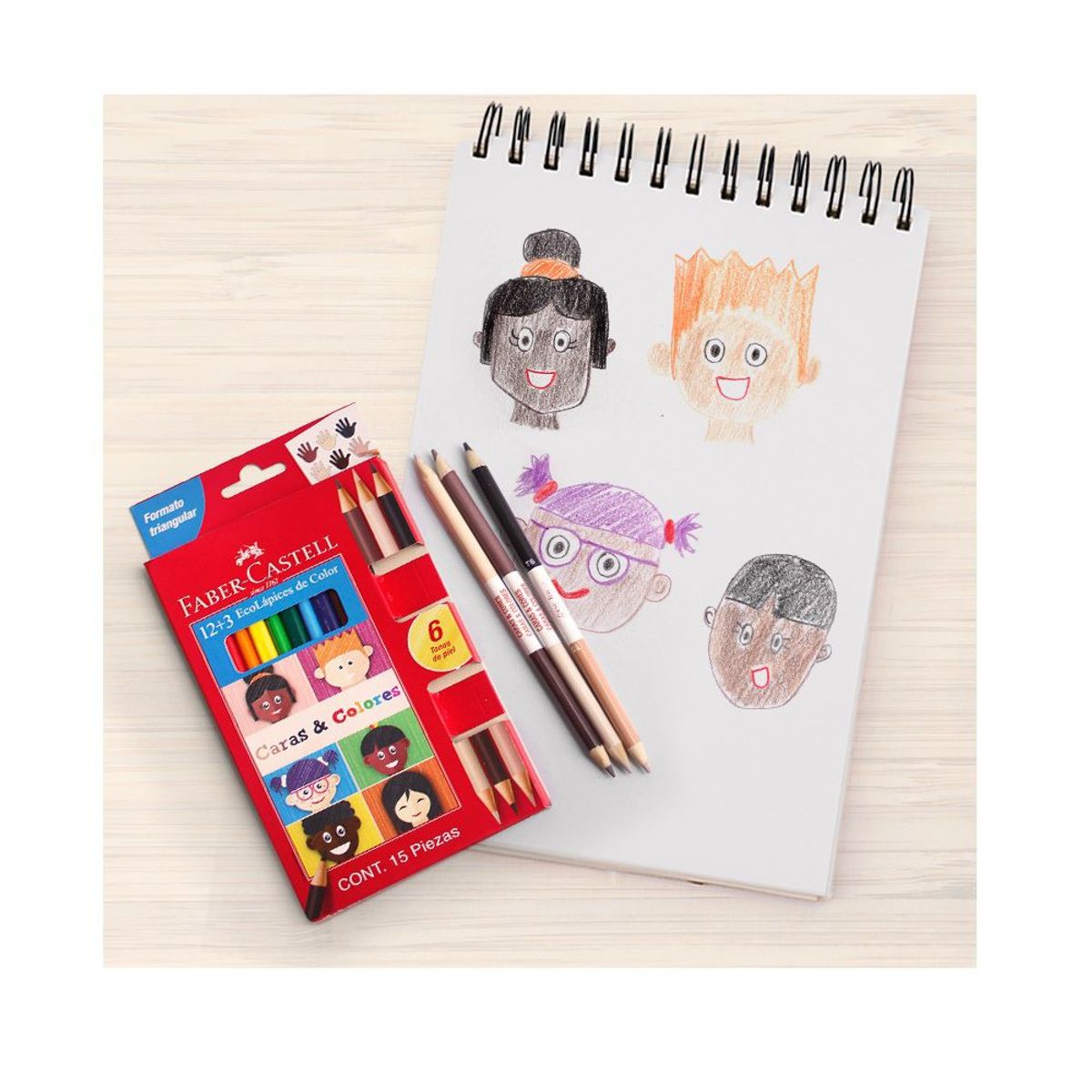 FABER CASTELL - Colores faber castell x15 Ecolapiz / 6 bicolores tonos piel