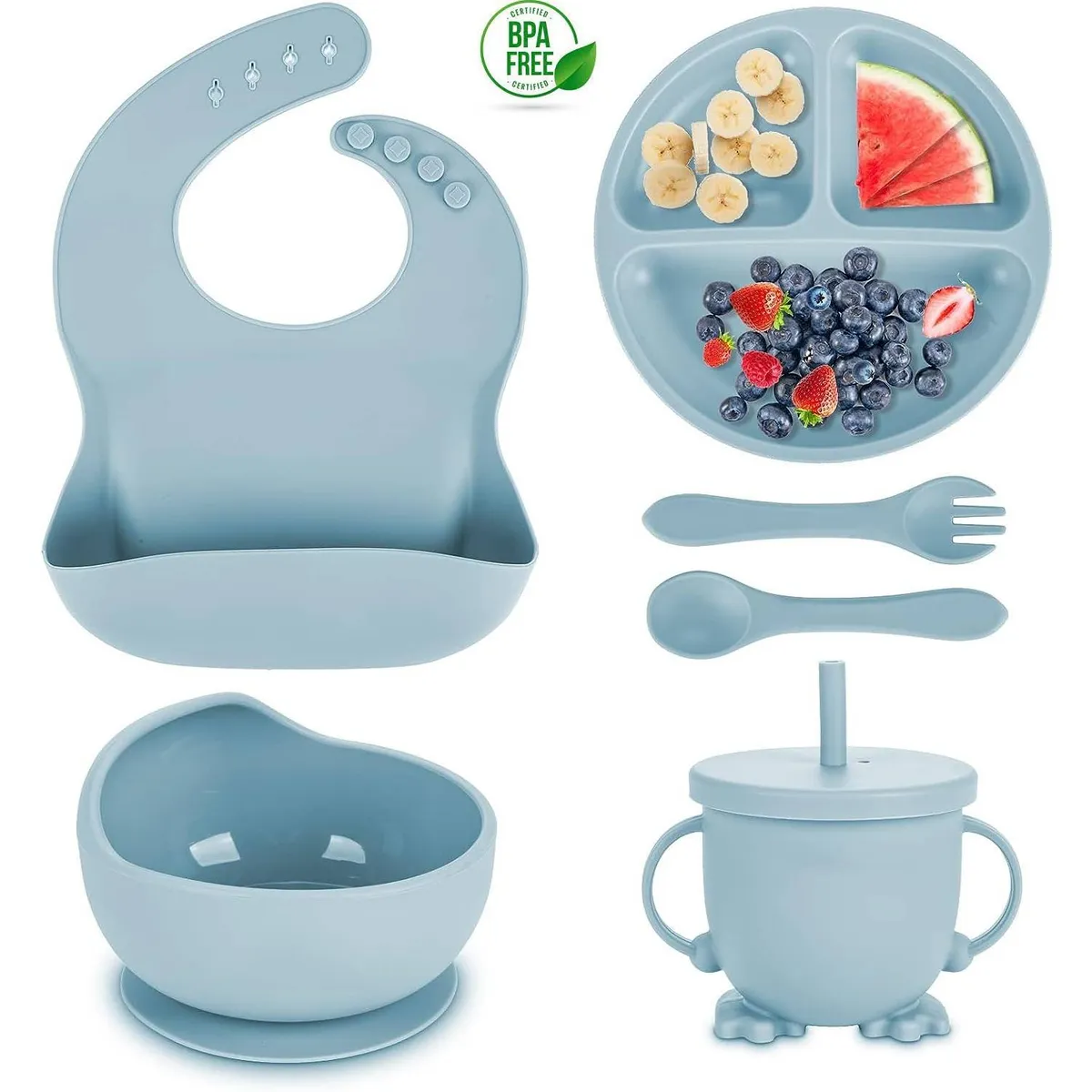 ONE PIXEL - Set Vajilla Para Bebé 5 Piezas ONE PIXEL Silicona Libre BPA