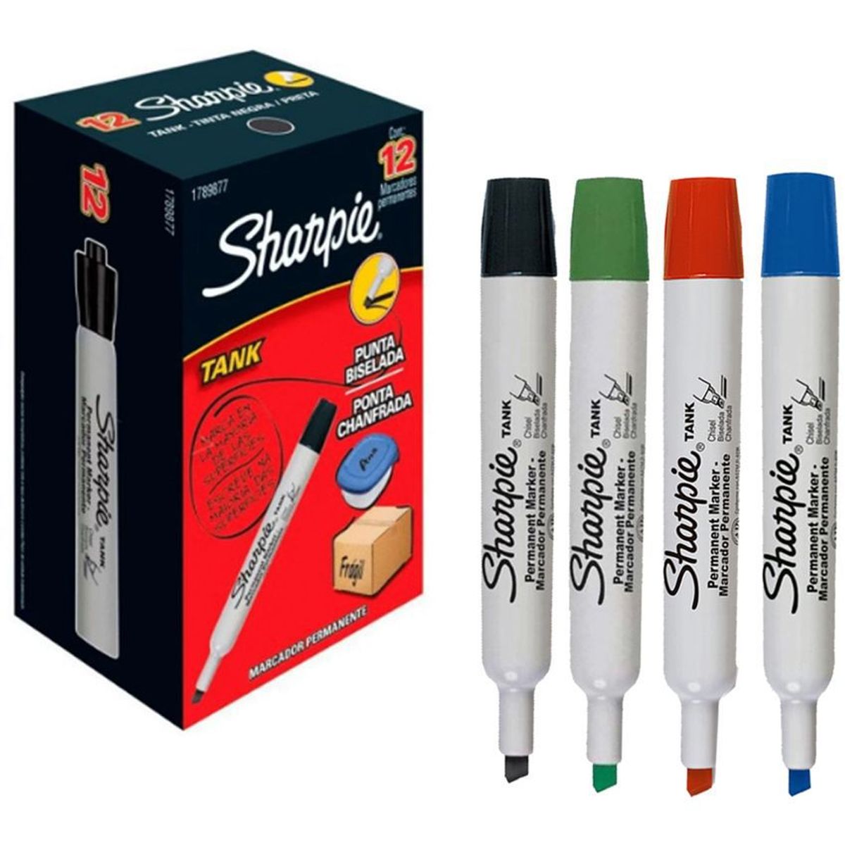 SHARPIE - Marcador permanente sharpie tank caja x 12 surtidos
