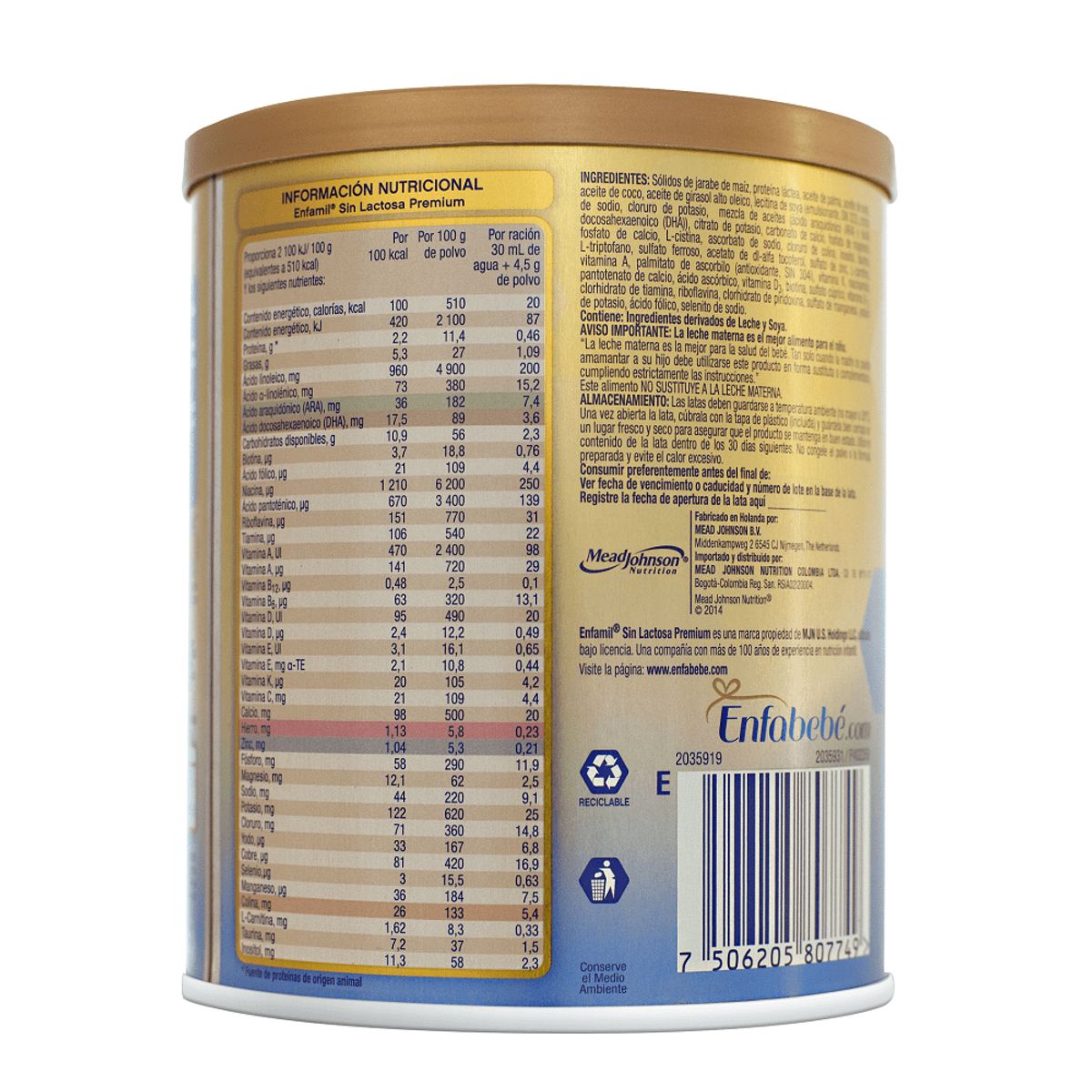 ENFAMIL - Formula Infantil Enfamil Sin Lactosa X 400g