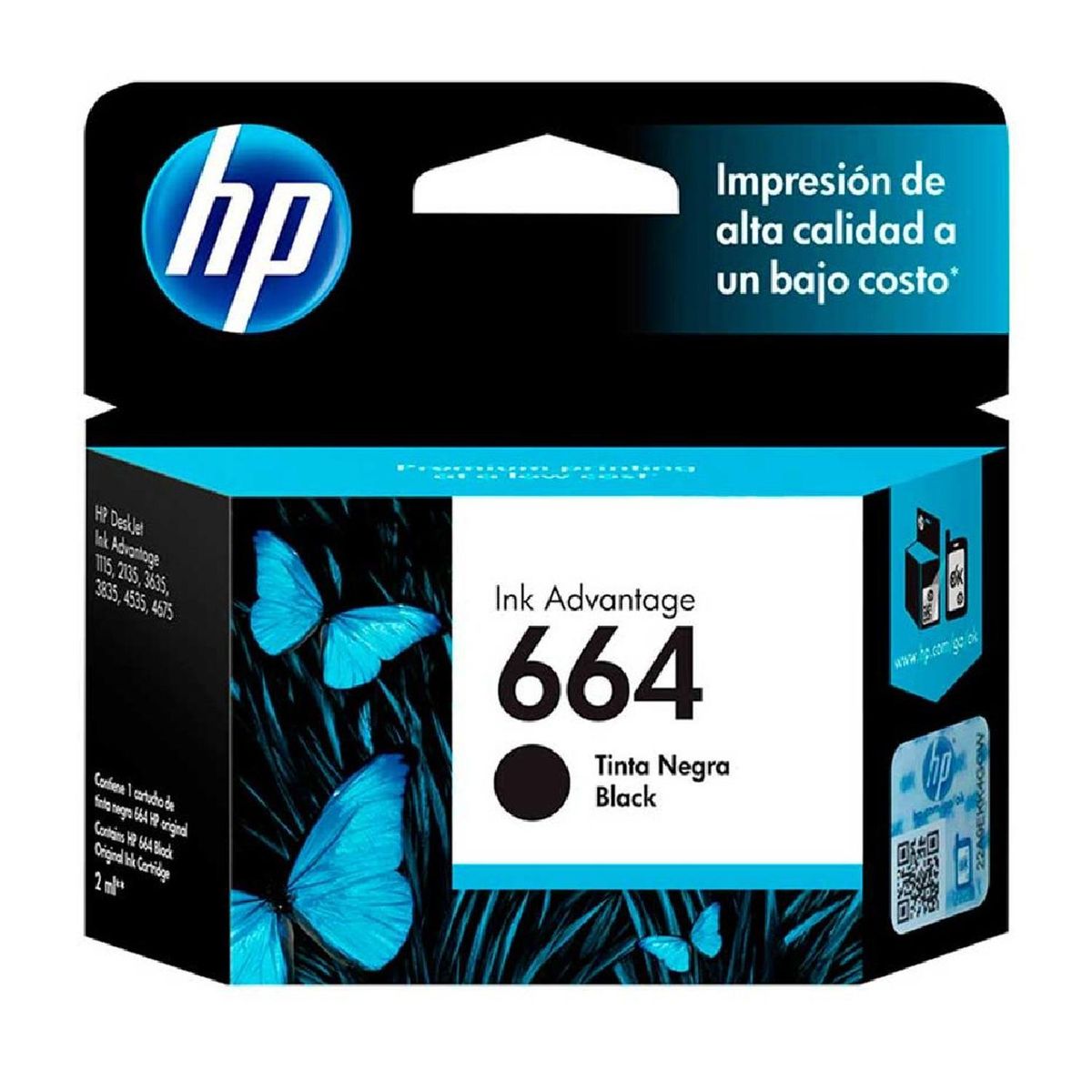 HP - Kit De 2 Cartuchos De Tinta Hp 664 Original Negro F6v29al