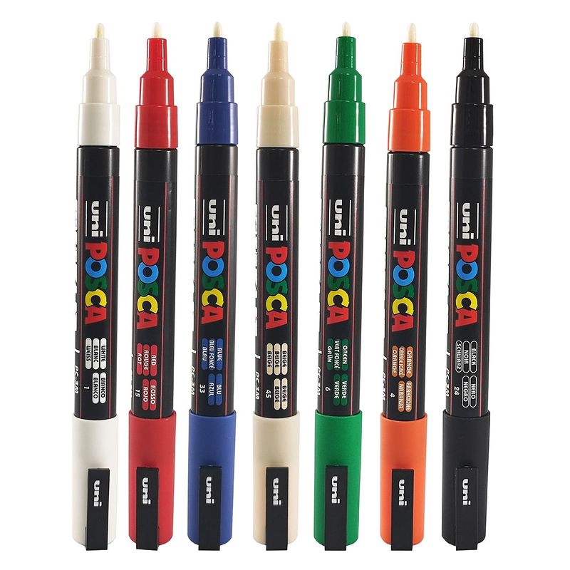 POSCA - Marcador Gráfico De Vinilo Posca Pc-3m Color Surtido X7 Und