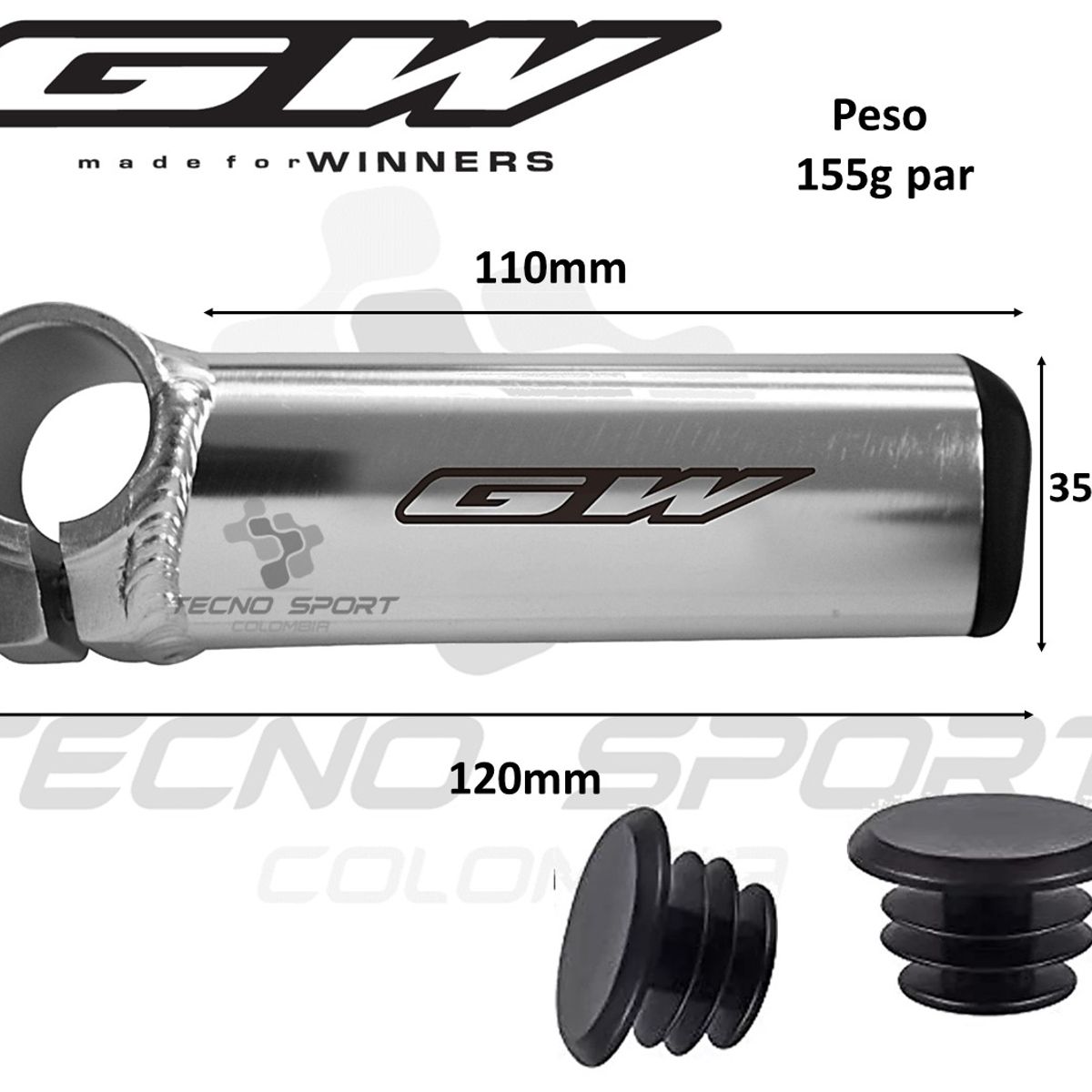 GW - Cachos Extencion De Manubrio Gw Para Bicicleta Mtb
