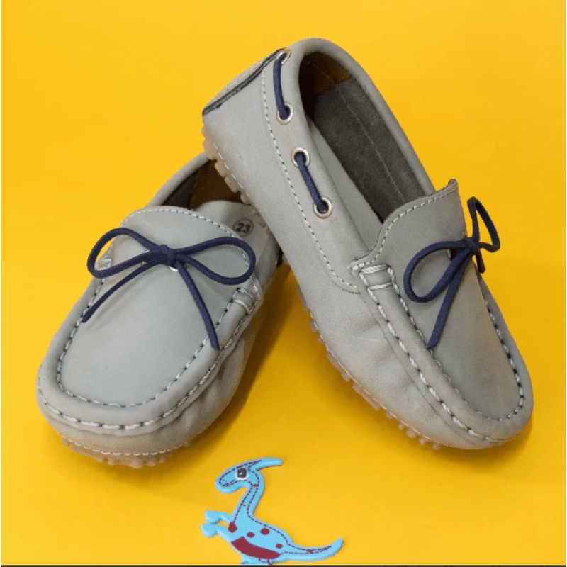 PAPOS - Mocasines Nobuck Gris Claro - Mocasines Niños PAPOS - Gris