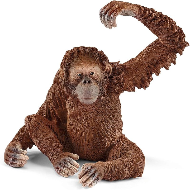 JUGANDO Y EDUCANDO - Figura De Animales Orangután Hembra Colección Pintado A Mano