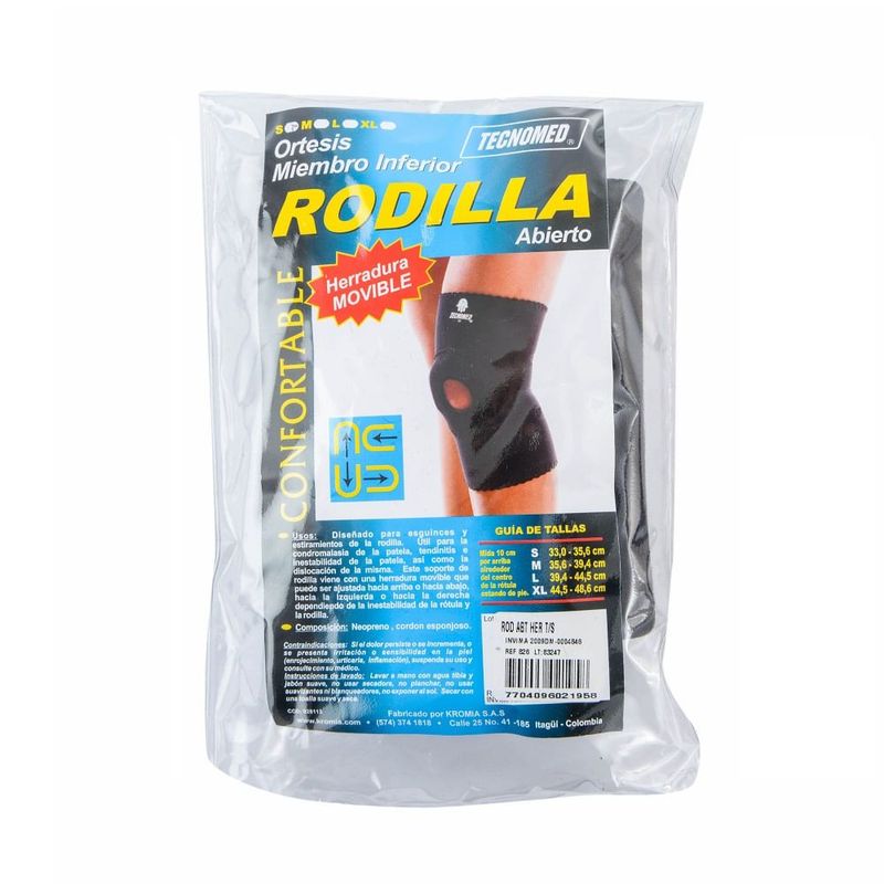 TECNOMED - Soporte Rodilla Herradura Movible Talla S Negro Tecnomed