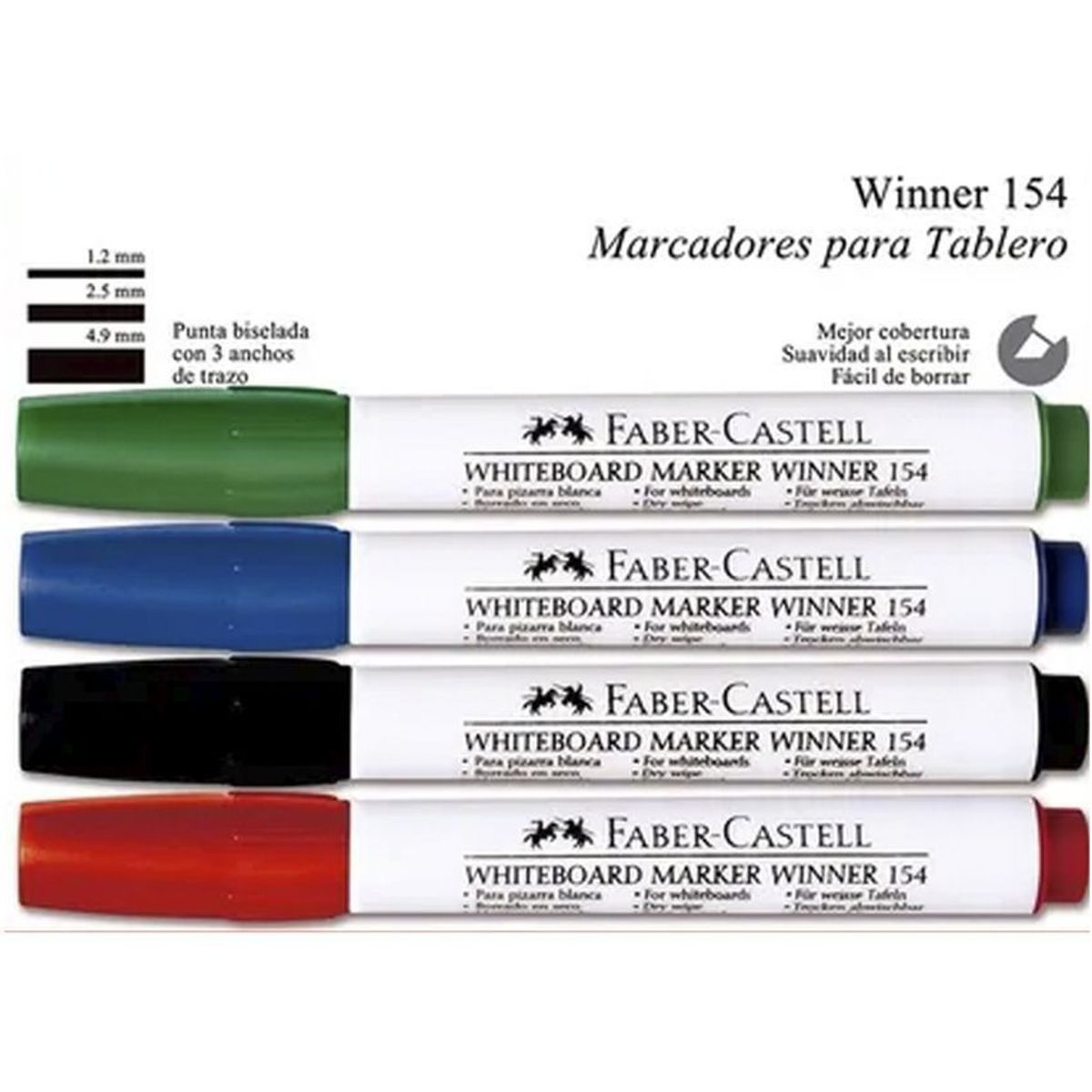 FABER CASTELL - Marcador Borrable Para Tablero X 4 Unds Faber Castell.