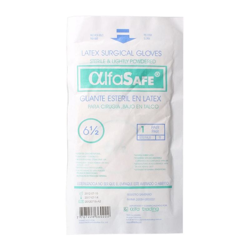ALFA SAFE - Guantes Esteril 6 1/2 Un Par Alfa Safe