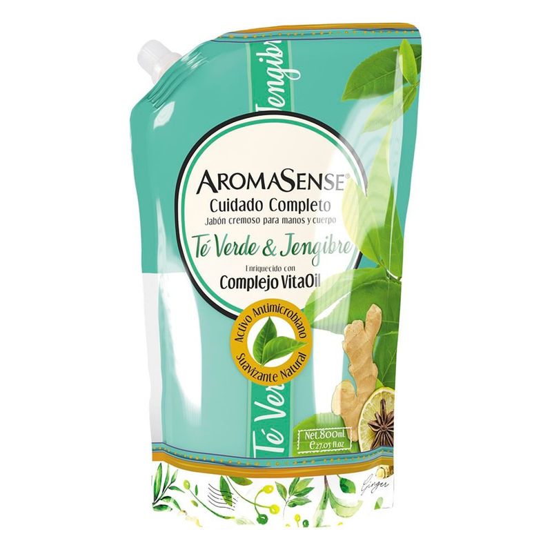 AROMASENSE - Jabon Liquido Aromasense Te Verde Y Jengibre X 800ml