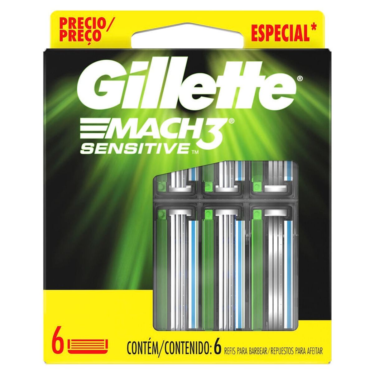 GILLETTE - Repuesto Maquina Afeitar Gillete Mach3 Sensitive X 6und