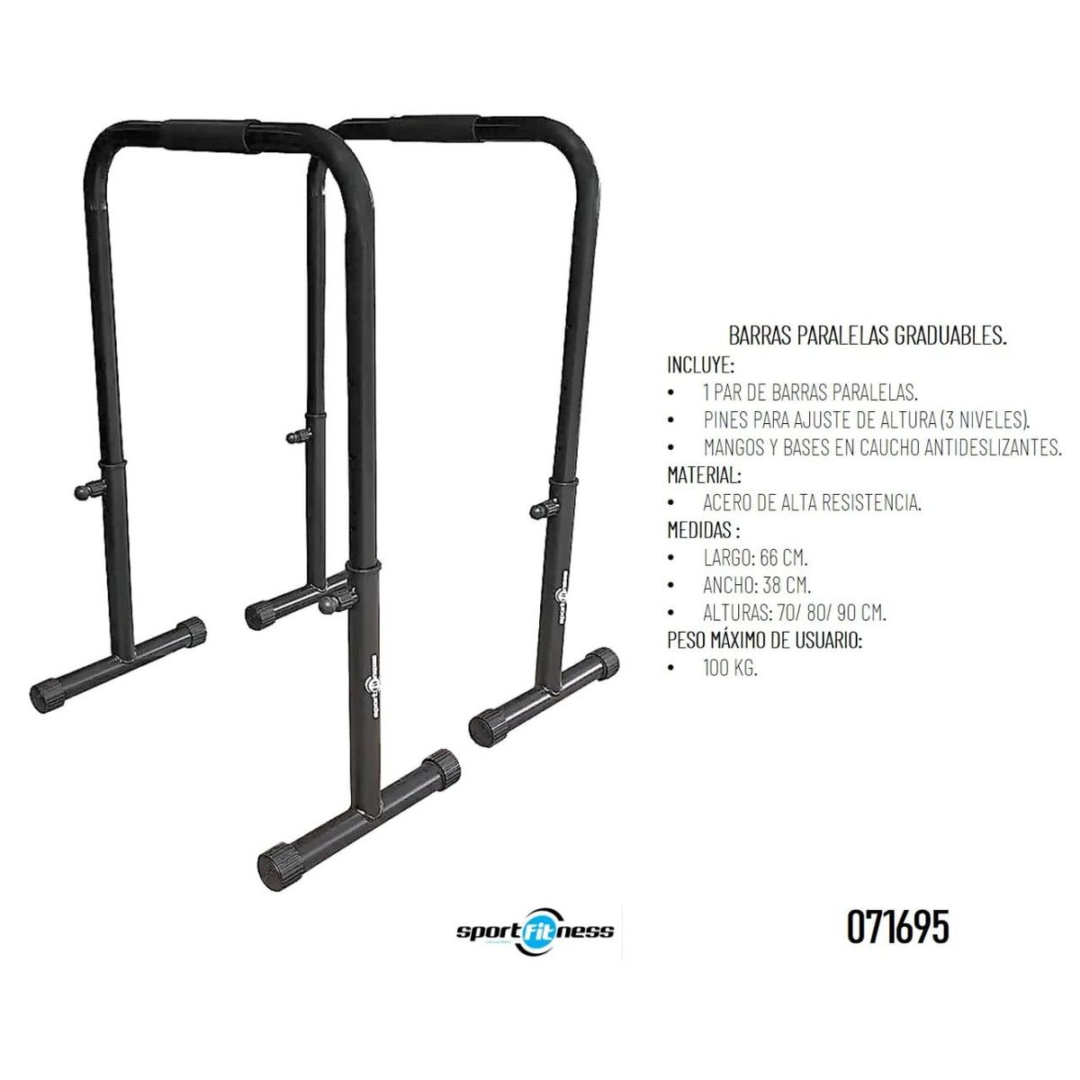 SPORT FITNESS - Barras Paralelas Sportfitness Fondo Graduables Profesional