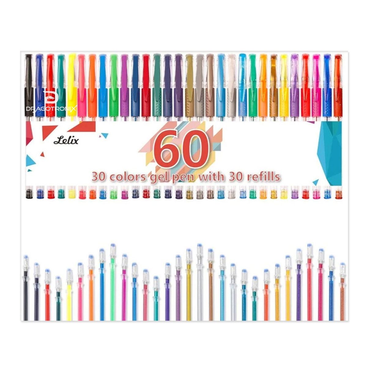 GENERICO - Lapiceros Gel 30 Bolígrafos +30 Repuestos Glitter Neón