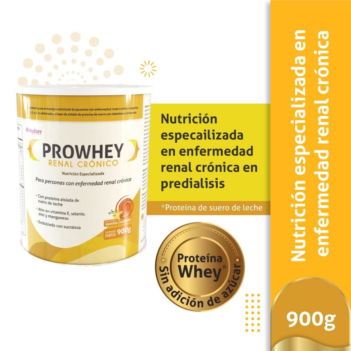 PROWHEY - Prowhey Renal Crónico Polvo Vainilla Caramelo Lata X 900g
