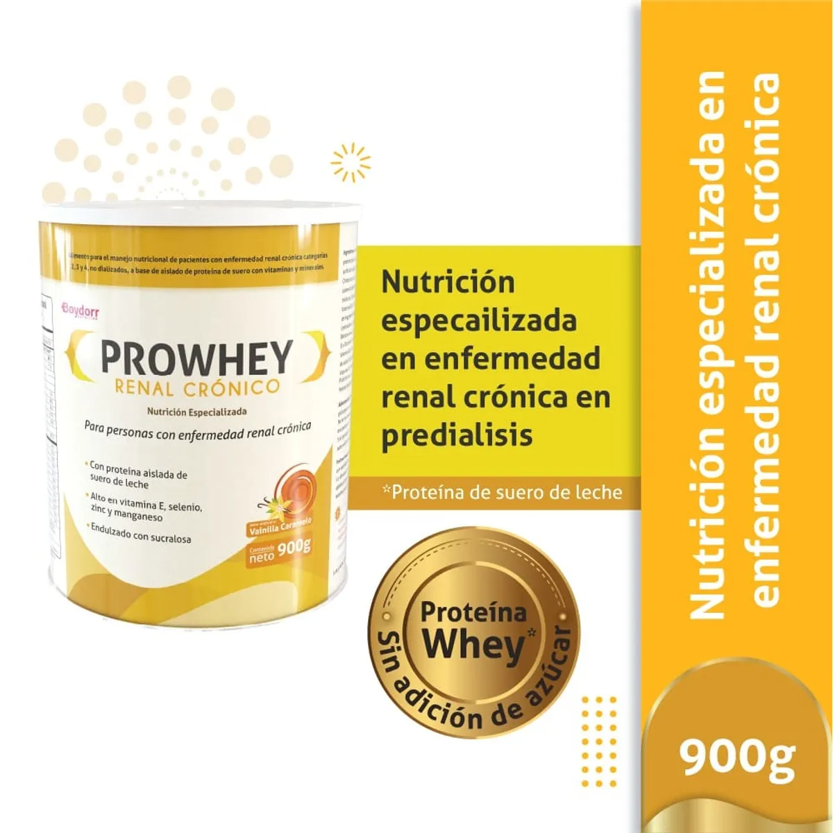 PROWHEY - Prowhey Renal Crónico Polvo Vainilla Caramelo Lata X 900g
