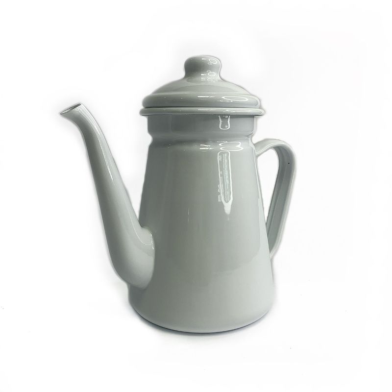 CRIOLLA - Jarra Cafetera 10 CM blanco borde blanco Peltre.