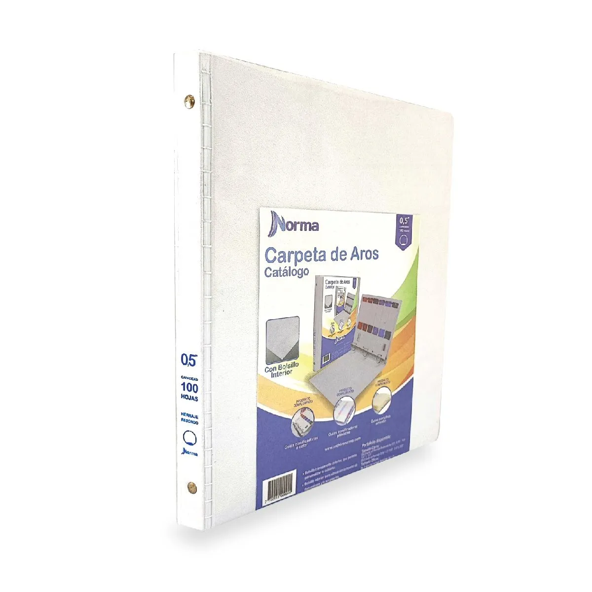 NORMA - Folder Carpeta Tipo Catálogo 0,5 R Pulgada 3 Argollas Norma