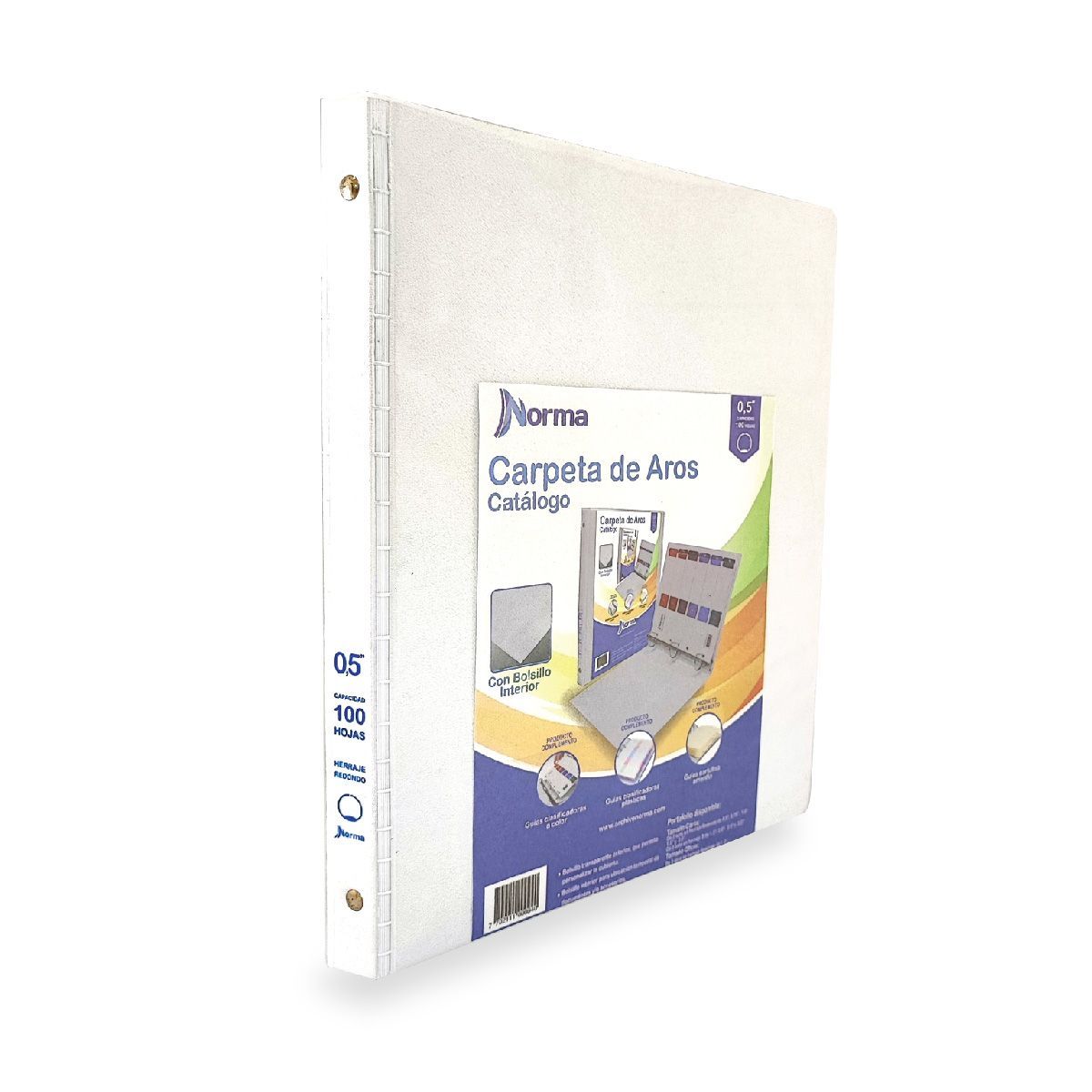 NORMA - Folder Carpeta Tipo Catálogo 0,5 R Pulgada 3 Argollas Norma