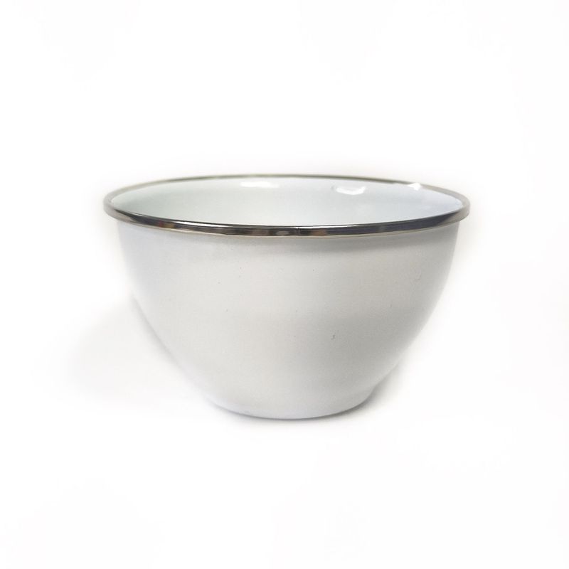 CRIOLLA - Bowl 12 cm blanco borde metalico Peltre.