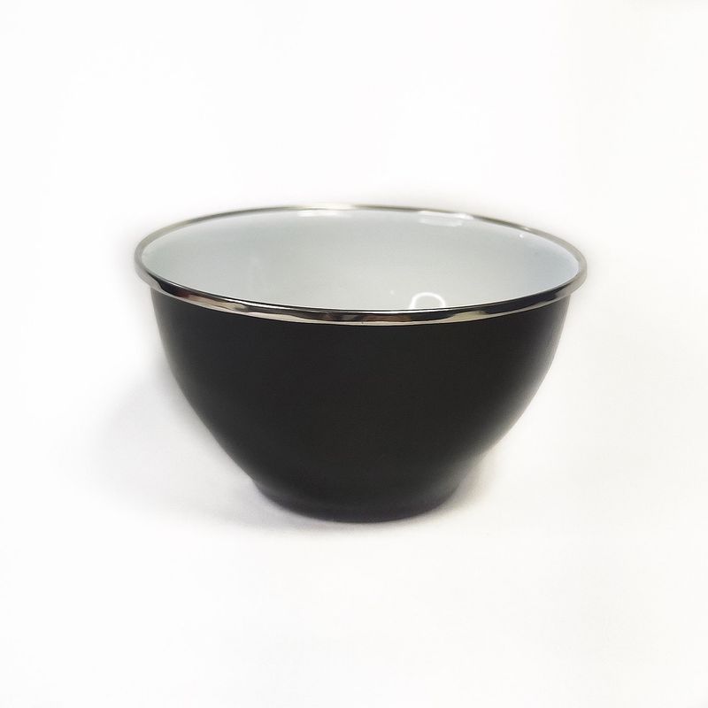 CRIOLLA - Bowl 12 cm negro borde metalico Peltre.