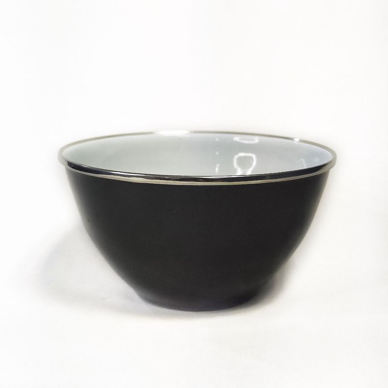 CRIOLLA - Bowl 14 cm negro borde metalico Peltre.