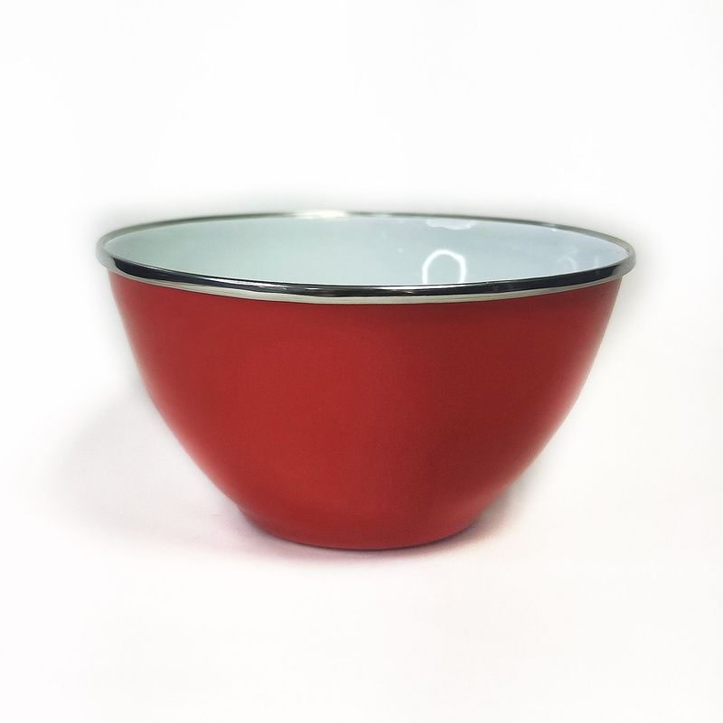 CRIOLLA - Bowl 14 cm rojo borde metalico Peltre.