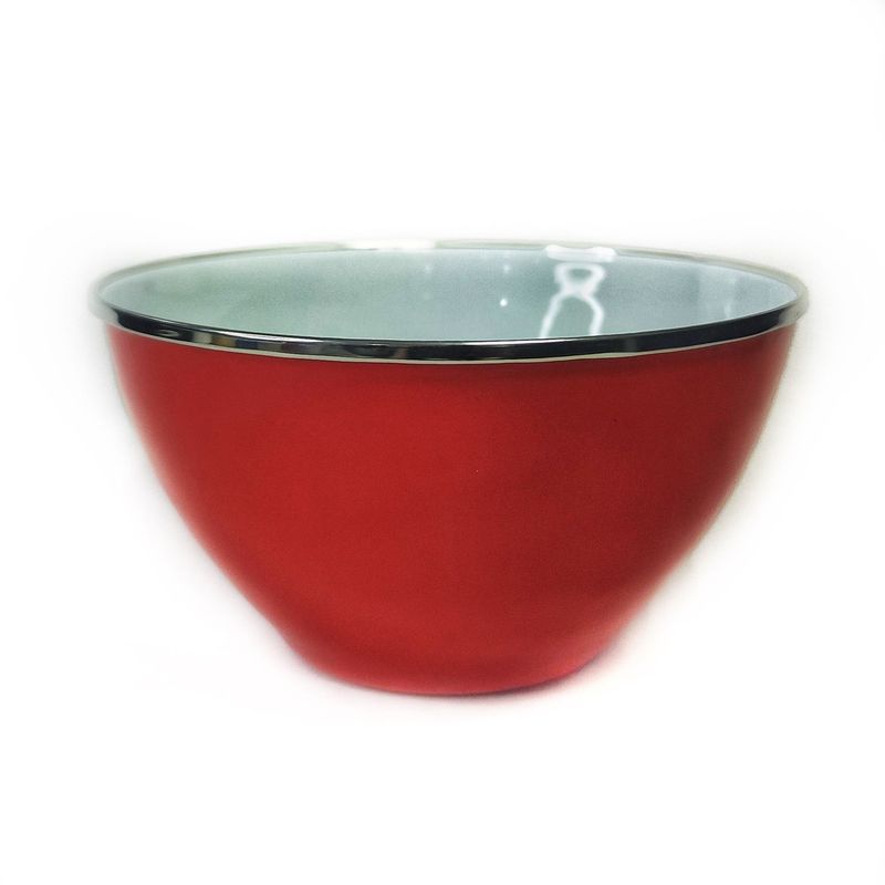 CRIOLLA - Bowl 16 cm rojo borde metalico Peltre.