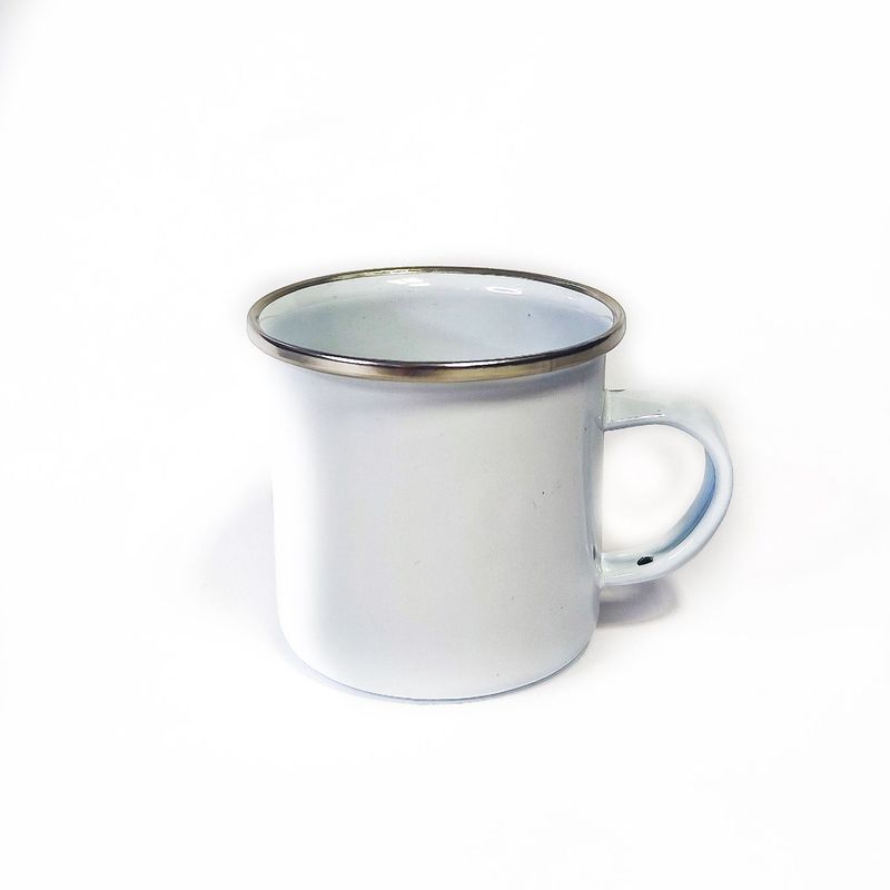 CRIOLLA - Jarro 7 cm blanco borde metal Peltre.