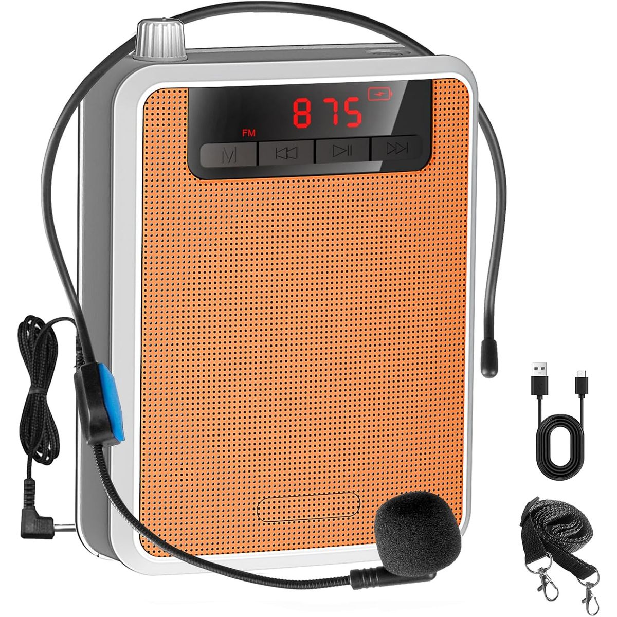 GENERICO - Amplificador De Voz Portátil Recargable Micrófono Diadema Guias Clases