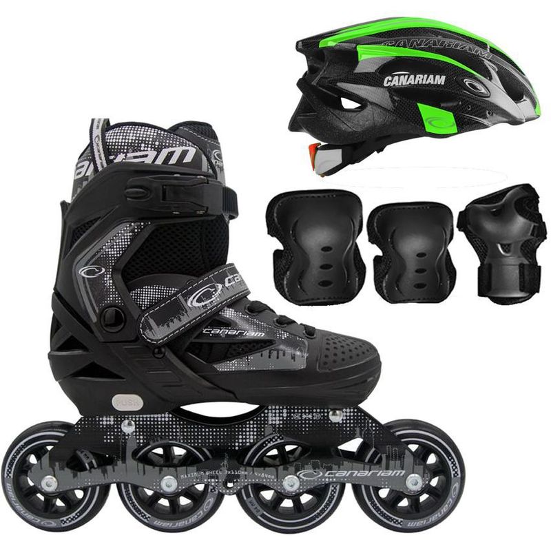 CANARIAM - Combo patines canariam rollerteam gris mas protecciones