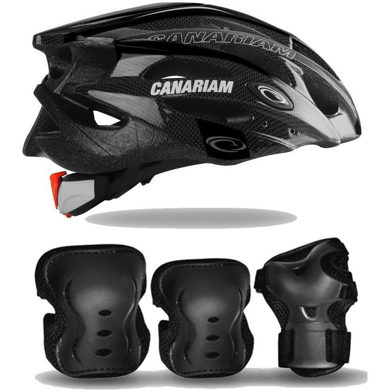 CANARIAM - Combo kit de protección C4  casco canariam negro Talla XS