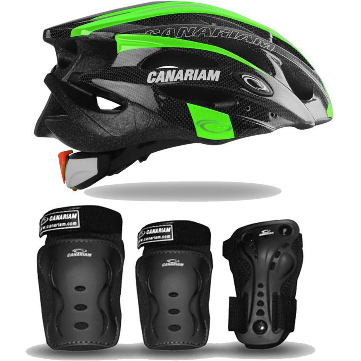 CANARIAM - Combo kit de Protección C2  Casco Canariam Verde Talla L