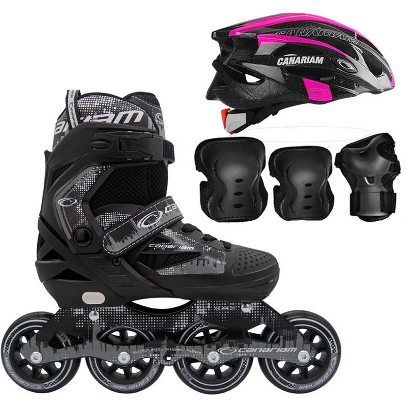 CANARIAM - Combo patines canariam rollerteam gris mas protecciones