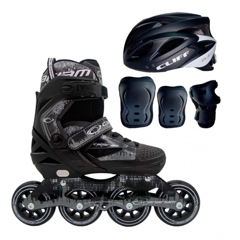 CANARIAM - Patines rollerteam gris  kit c4  casco Blanco Talla 38-41