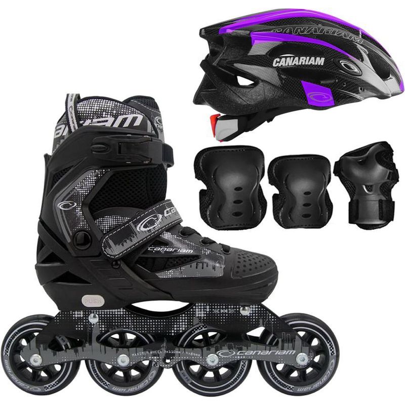 CANARIAM - Patines Canariam Rollerteam Gris  Protecciones Talla 38-41
