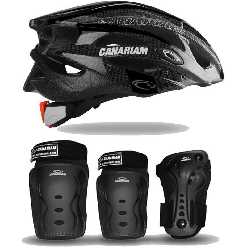 CANARIAM - Combo kit de protección c2  casco canariam negro Talla XS