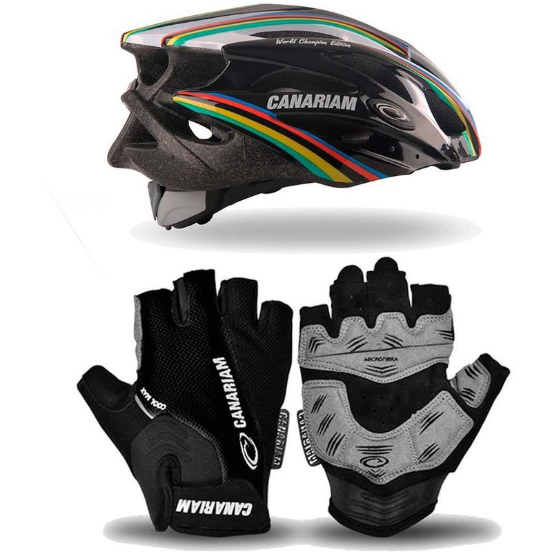 CANARIAM - Combo casco mas guantes para patinaje canariam negro