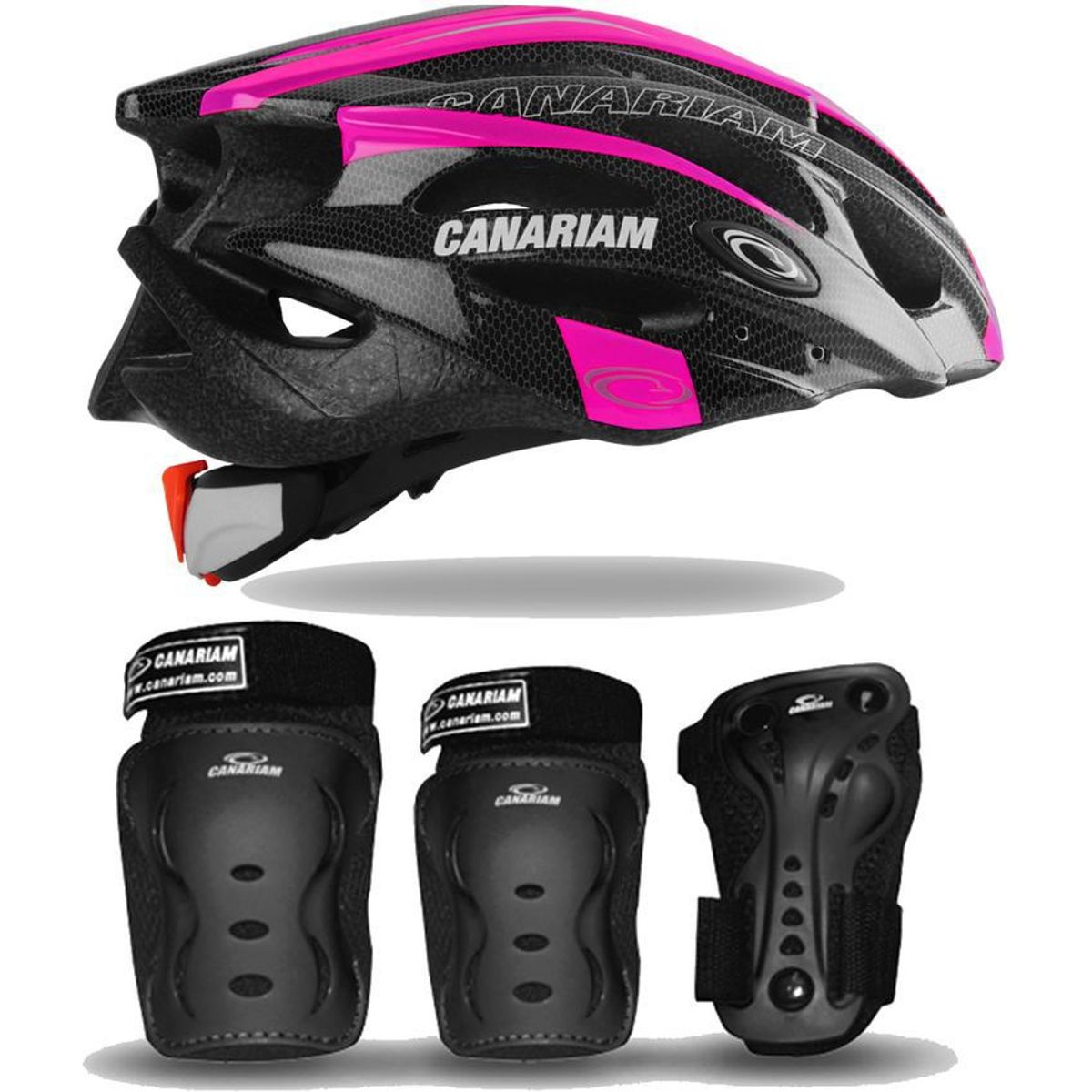 CANARIAM - Kit de Protección C2 Fucsia  Casco Canariam Negro Talla L